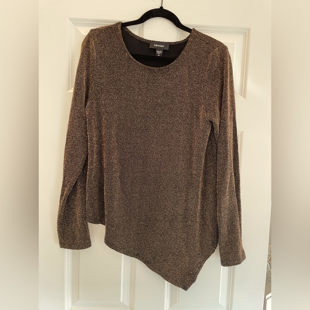 Karen Kane Gold shimmer asymmetric top size M